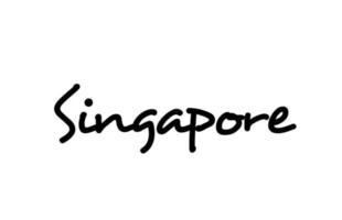 lettrage à la main des mots manuscrits de la ville de singapour. texte de calligraphie. typographie en couleur noire vecteur