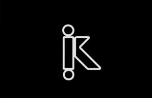 icône du logo lettre alphabet k avec ligne. couleur blanc noir pour la conception de l'entreprise et de l'entreprise vecteur