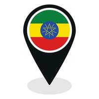 Ethiopie drapeau sur carte localiser icône isolé. drapeau de Ethiopie vecteur