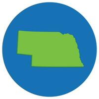 Nebraska Etat carte dans globe forme vert avec bleu rond cercle couleur. carte de le nous Etat de Nebraska. vecteur