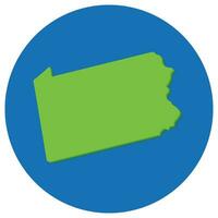 Pennsylvanie Etat carte dans globe forme vert avec bleu rond cercle couleur. carte de le nous Etat de Pennsylvanie. vecteur