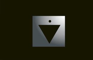 logo de lettre de l'alphabet en métal gris v pour entreprise et entreprise avec un design carré. modèle métallique pour l'identité d'entreprise vecteur