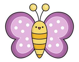 vecteur kawaii en volant papillon icône pour enfants. mignonne animal illustration. marrant dessin animé personnage. adorable violet insecte clipart