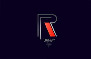 icône de l'alphabet du logo de la lettre r gris rouge avec la conception de la ligne pour l'entreprise et l'entreprise vecteur