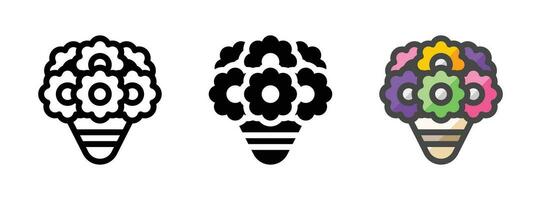polyvalent bouquet vecteur icône dans contour, glyphe, rempli contour style