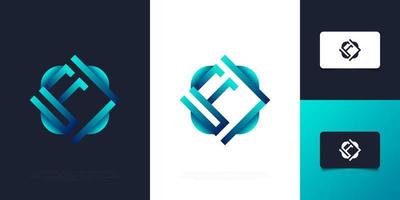 création de logo lettre f moderne et abstraite en dégradé bleu. symbole de l'alphabet graphique pour l'identité de l'entreprise vecteur