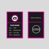 conception de carte de visite verticale noire et violette. conceptions de cartes de visite pour les modèles d'impression. cartes de visite pour le personnel de l'entreprise. vecteur