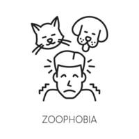 Humain zoophobie phobie, mental santé ligne icône vecteur