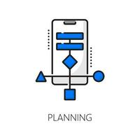 mobile app développer planification, codage contour icône vecteur