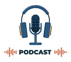Podcast truc. Podcast enregistrement et écoute, diffusion, en ligne radio, l'audio diffusion un service concept. vecteur illustration.