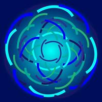 vecteur abstrait modèle dans le forme de géométrique formes arrangé dans une cercle sur une bleu Contexte