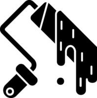 icône de glyphe de rouleau de peinture vecteur