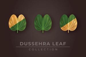 illustration de la collection de feuilles vertes et dorées dussehra pour le joyeux festival de dussehra vecteur