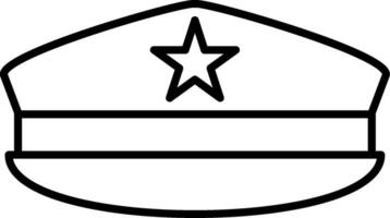 icône de ligne de chapeau militaire vecteur