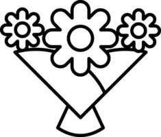 icône de ligne de bouquet de fleurs vecteur