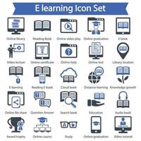 jeu d'icônes d'apprentissage e vecteur