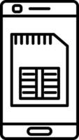 icône de ligne de carte sim de téléphone vecteur