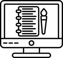 icône de ligne de carnet de croquis vecteur