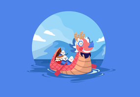 Fun Dragon Boat Festival Vector Illustration plate