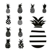 onze ananas monochrome vecteur