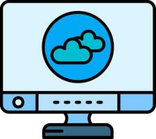 icône remplie de ligne de nuage vecteur