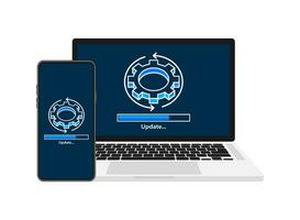 système Logiciel mise à jour et améliorer. installer Nouveau logiciel. installation app pièce vecteur