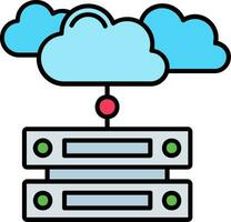 icône remplie de ligne de données cloud vecteur