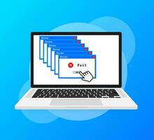 système Erreur vecteur icône échec PC interface. Erreur message ordinateur fenêtre alerte apparaitre