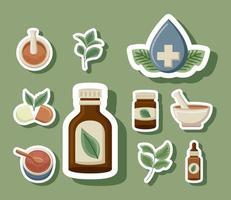 dix icônes de médecine alternative vecteur