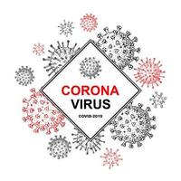 concept de coronavirus avec des éléments de conception dessinés à la main. virus du microscope se bouchent. illustration vectorielle dans le style de croquis. covid-2019 vecteur