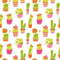modèle sans couture avec cactus plante succulente dans des pots colorés lumineux vecteur