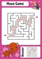 Labyrinthe. jeu pour les enfants. labyrinthe amusant. feuille de travail de développement de l'éducation. page d'activité. casse-tête pour les enfants. style de dessin animé mignon. énigme pour le préscolaire. énigme logique. illustration vectorielle de couleur. vecteur