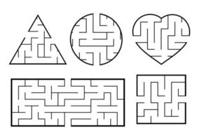 un ensemble de labyrinthes. jeu pour les enfants. casse-tête pour les enfants. énigme du labyrinthe. trouver le bon chemin. illustration vectorielle. vecteur