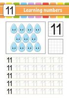 trace et écrit. pratique de l'écriture manuscrite. apprendre les nombres pour les enfants. feuille de travail de développement de l'éducation. page d'activité. jeu pour les tout-petits et les enfants d'âge préscolaire. illustration vectorielle isolée dans un style dessin animé mignon. vecteur