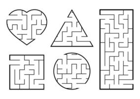 un ensemble de labyrinthes. jeu pour les enfants. casse-tête pour les enfants. énigme du labyrinthe. trouver le bon chemin. illustration vectorielle. vecteur