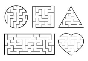 un ensemble de labyrinthes. jeu pour les enfants. casse-tête pour les enfants. énigme du labyrinthe. trouver le bon chemin. illustration vectorielle. vecteur