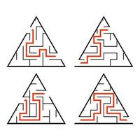 un ensemble de labyrinthes. jeu pour les enfants. casse-tête pour les enfants. énigme du labyrinthe. trouver le bon chemin. illustration vectorielle. vecteur