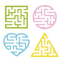 un ensemble de labyrinthes. jeu pour les enfants. casse-tête pour les enfants. énigme du labyrinthe. trouver le bon chemin. illustration vectorielle. vecteur