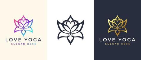 conception de logo de fleur d'amour d'art de ligne, modèle de logo floral de lotus vecteur