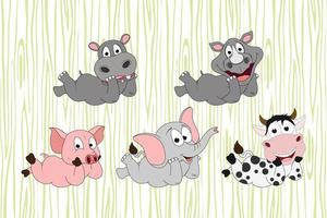 collection de dessins animés d'animaux mignons vecteur