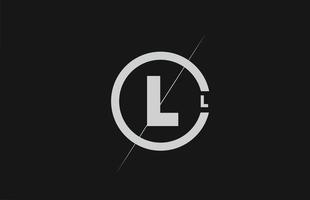 icône du logo alphabet l lettre. conception de lignes et de cercles simples noirs blancs pour l'identité de l'entreprise vecteur