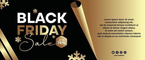 vendredi noir super vente neige avec papier doré vecteur