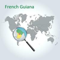 agrandie carte de français Guyane avec le drapeau de français Guyane élargissement de Plans, vecteur art