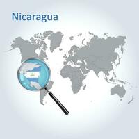 agrandie carte Nicaragua avec le drapeau de Nicaragua élargissement de Plans, vecteur art