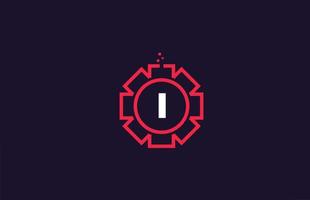 fleur géométrique i icône du logo lettre alphabet en couleur rouge. conception abstraite créative pour entreprise et entreprise vecteur