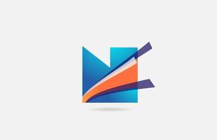 ligne orange bleu n alphabet lettre icône du logo pour l'entreprise. conception créative pour les entreprises et les entreprises vecteur