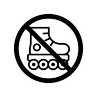 vecteur noir ligne icône rouleau patinage est interdit isolé sur blanc Contexte