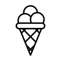 vecteur noir ligne icône la glace crème dans une gaufre cône isolé sur blanc Contexte