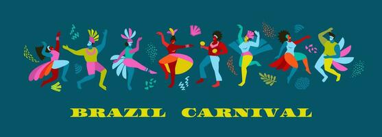 vecteur bannière avec marrant dansant Hommes et femmes dans brillant déguisements. Brésil carnaval. conception éléments pour carnaval concept et autre utilisation