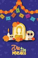 mignonne dia de los muertos affiche vecteur